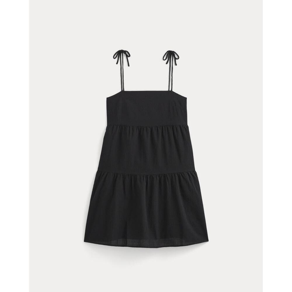 Everlane Women's Gauze Mini Tiered Dress in Black, Size Extra Large